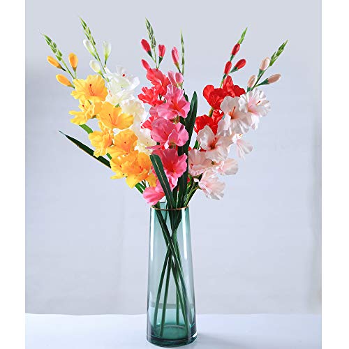 Product: Artificial Fake Flowers Plants-5pcs 30'' Orchids Artificial Flowers Single Stem Gladiolus Fake Flowers(Purple)