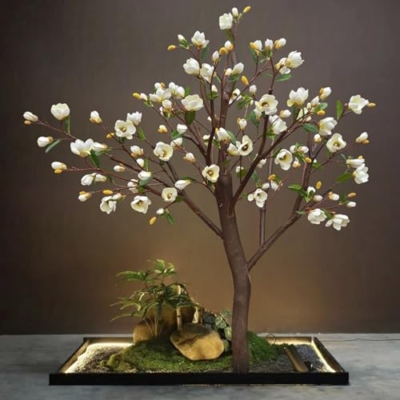 Product: Simulated Peony Tree, Indoor Artificial Tree Decoration Landscaping Large Floor-Standing Flower Art Hotel Shopping Mall Props Ornaments 3.5M