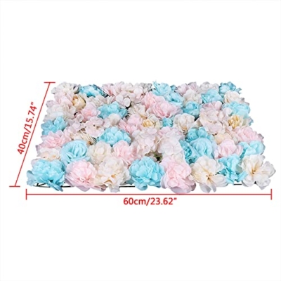 Product: HZOPUTLH 12pcs Flower Walls, 24" x 16" Artificial Flower Wall Panels, Dahlias Rose Hydrangea Backdrop Flowers Decoration Floral Panels Set for Wedding Outdoor Party Decor (Blue, Pink, White)