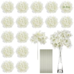 Product: Silk Hydrangea for Wedding Centerpiece, 64 Pcs Artificial Hydrangea Flowers, White Silk Flowers with Stems for Bouquets, Event Decor, Faux Aisle Arrangements