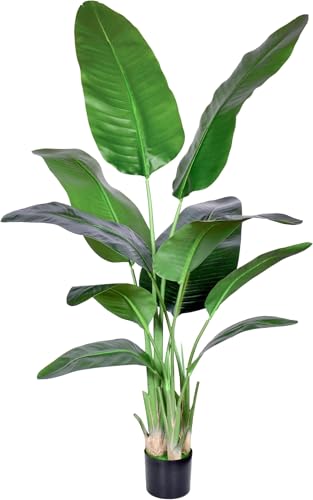 Product: Tall Fake Green Silk Tree, Beautiful Artificial Bird of Paradise Plant for Indoors and Outdoors Home Decor Garland for Table Centerpiece Holiday Party Weddi(5 FT 2 Packs)