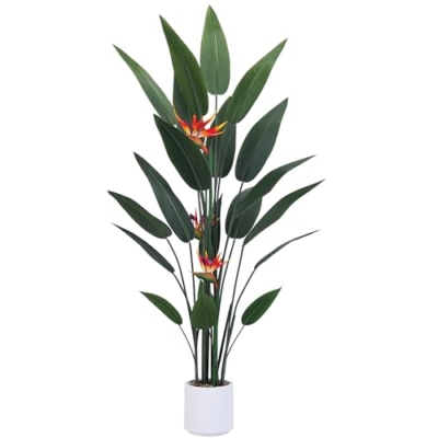 Product: Jocoevol Artificial Bird of Paradise Plant 5 Ft Tall Fake Banana Leaf Plant for Indoors and Outdoors, Artificial Flowers, Faux Palm Tree with Plastic Pot for Office and Home Decor