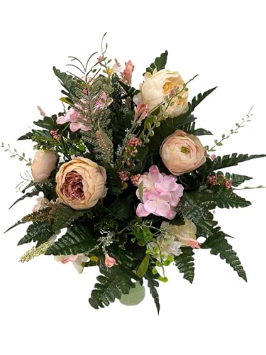 Product: Jucgghk Vivid and Realistic Floral Art Cabbage Roses Flower Arrangement,Artificial Rose Bouquet Decoration for Cemetery Headstones Gravesites