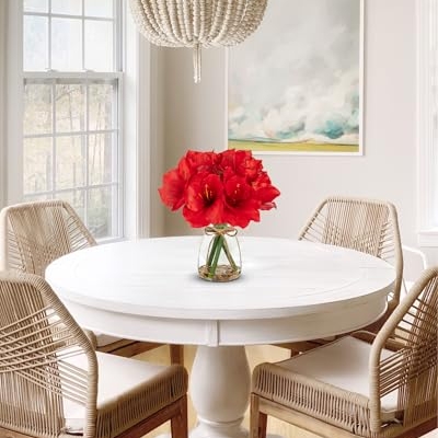 Product: Briful 2 Pack Red Amaryllis Artificial Flower Bundle for Home Office Room Table Vase Arrangement Centerpiece