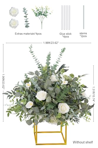 Silky Flower Store Artificial White Green Flower Ball Centerpieces, Wedding Reception Aisle Decor, 23.6in, 2pcs 3 3 Product: Angela flower 2pcs Big 23inch Artificial White & Green Centerpieces Decor for Tables, Floral Arrangement Bouquet for Wedding Reception Aisle Ceremony Party Flowers Balls (Without Stand)