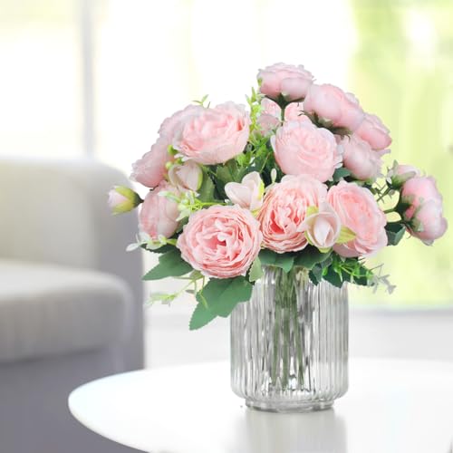 Product: ZGTS 3 Bunches Peony Artificial Flowers Silk Peonies Bouquets Pink Flowers for table Centerpieces Floral Arrangement Faux Flowers for Home Kitchen Garden Party Wedding Decoration