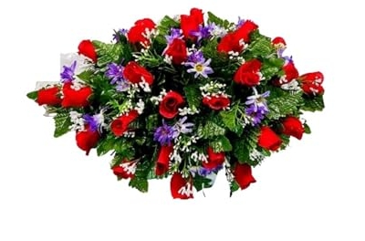 Product: Jucgghk Vivid and Realistic Floral Art Corolful Single Headstone Cemetery Saddle, 22-24” Cemetery Flower Arrangement, Artificial Flowers for Grave Tombstone Decorations