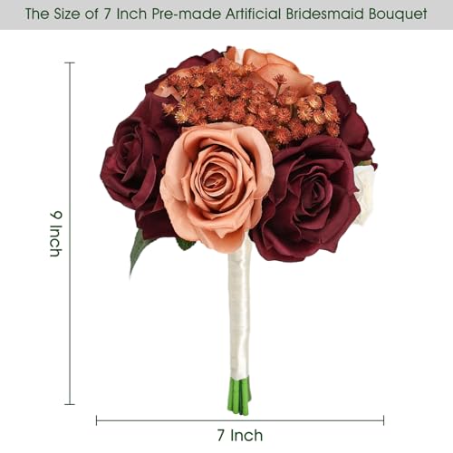 Silky Flower Store Wedding Bridesmaid Bouquets, Artificial Fall Flower Table Centerpieces, Coordinated Faux Floral Decor, 32.5cm 2 2 Product: DIYDOFUN Set of 6 Wedding Bridesmaid Bouquets & 6pcs Artificial Fall Flower Table Centerpieces