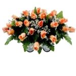 Product: Jucgghk Vivid and Realistic Floral Art Orange Single Headstone Cemetery Saddle, 22-24” Cemetery Flower Arrangement for Grave Tombstone Decorations
