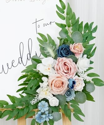 Product: WEIERYUE Artificial Wedding Arch Flowers Kit(Pack of 2) for Wedding Arch, Bridal Shower, Ceremony and Reception Backdrop Decoration (Misty Rose and Navy Blue)