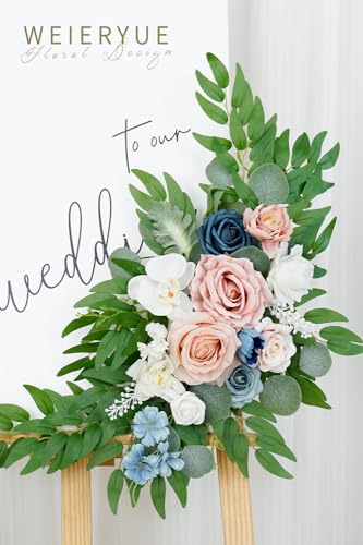 Product: WEIERYUE Artificial Wedding Arch Flowers Kit(Pack of 2) for Wedding Arch, Bridal Shower, Ceremony and Reception Backdrop Decoration (Misty Rose and Navy Blue)