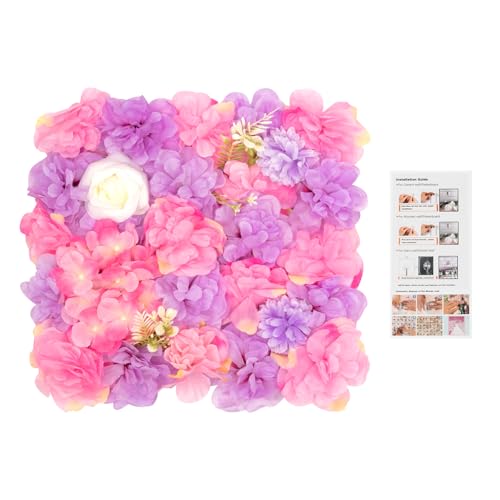 Product: 3D Artificial Flower Wall Panels, Dahlia Rose Hydrangea Flower Wall Decor, Fake Flower Wall for Wedding Backdrop 15"x15" White Plastic & Silk, 12-Pack Interlocking Privacy Screen for Indoor Outdoor