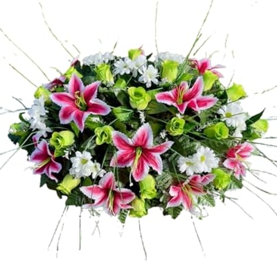 Product: Jucgghk Vivid and Realistic Floral Art Green and White Flowers Single Headstone Saddle,Beautiful Headstone Cemetery Saddle for Outdoor Grave Decorations