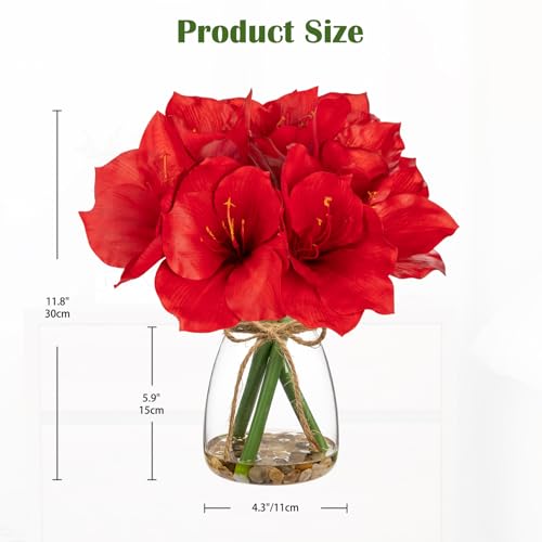 Product: Briful 2 Pack Red Amaryllis Artificial Flower Bundle for Home Office Room Table Vase Arrangement Centerpiece