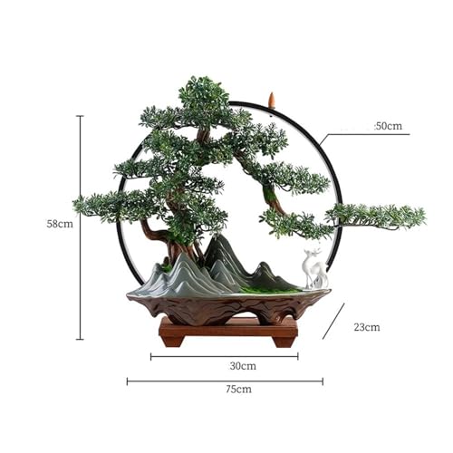Silky Flower Store Artificial Bonsai Tree Lamp, Faux Greenery Desktop Decor, Ceramic Pot Entryway Living Room Office, 32.5cm 1 1 Product: MOOWI Artificial Bonsai Tree Simulation Bonsai Ornaments with Creative Lamp Circle Entryway Desktop Living Room Office Decoration Artificial Trees Plants