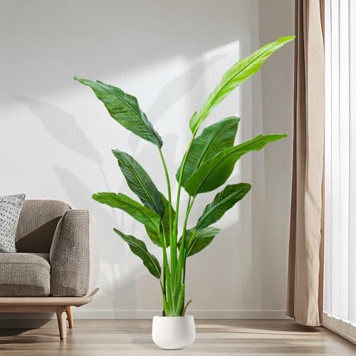 Product: Tall Fake Green Silk Tree, Beautiful Artificial Bird of Paradise Plant for Indoors and Outdoors Home Decor Garland for Table Centerpiece Holiday Party Weddi(5 FT 2 Packs)