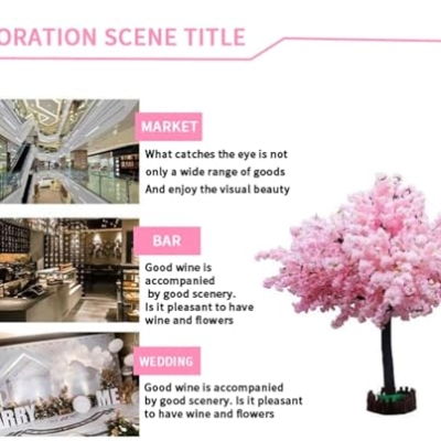 Product: Stunning Realistic Artificial Cherry Blossom Tree - Perfect Indoor/Outdoor Hotel Decoration - Realistic Leaves and Flowers, 1.3m x 3m