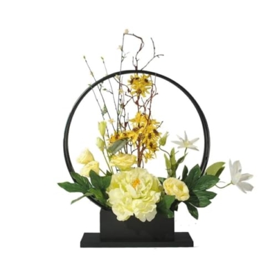Product: SHUawan Artificial Silk Flower Bouquet with Vase - Realistic Fake Flowers for Home, Office, Wedding, and Party Decoration, Easy Care, Dust
