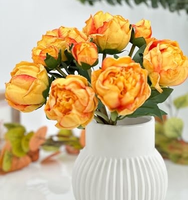 Product: 10 Stems Cream Artificial Wedding Flowers,Dried Pink Peonies for Home Decoration Gifts Decor(NO VASE) for Wedding/Home Decoration(Cream)