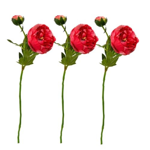Product: 3PCS 2-Heads Red Peony Flowers,Artificial Beautiful Plants for Wedding Home Table Centerpieces Decoration Floral Arrangement (NO VASE) for Wedding/Home Decoration