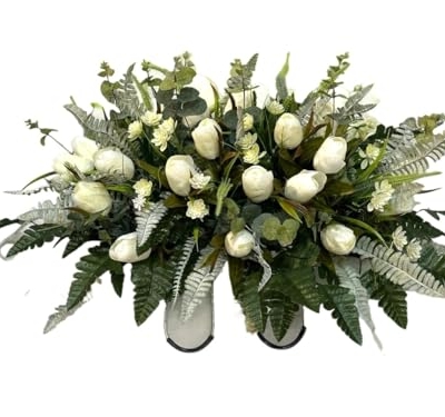 Product: Jucgghk Vivid and Realistic Floral Art Handmade Easter Flower Cemetery Saddle, Spring Cemetery Flowers for Cemetery Decoration,Headstone Flower