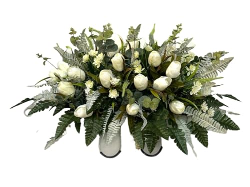 Product: Jucgghk Vivid and Realistic Floral Art Handmade Easter Flower Cemetery Saddle, Spring Cemetery Flowers for Cemetery Decoration,Headstone Flower