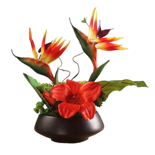 Artificial Bird of Paradise Flowers in Pot Modern Real Touch Flower Arrangement Faux Plants for Home Decor Indoor Table Centerpiece (Red) - Artificial Flower Arrangements Product: Artificial Bird of Paradise Flowers in Pot Modern Real Touch Flower Arrangement Faux Plants for Home Decor Indoor Table Centerpiece (Red)