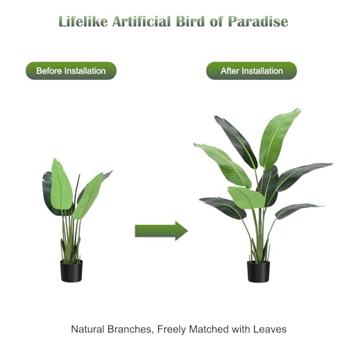 Product: 4ft Bird of Paradise Artificial Plant, Fake Silk Banana Leaf Plants, 2Pcs Faux Bird of Paradise Plant Tall Tropical Green Tree for Home Living Room and Office Decoration, Indoor Outdoor Decorative
