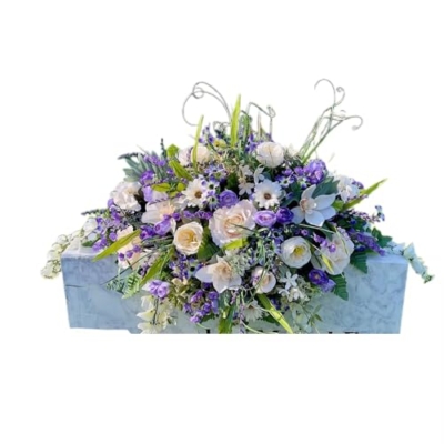 Product: Jucgghk Vivid and Realistic Floral Art Violet-Whites-Cream Flowers, Cemetery Saddle, Cemetery Flowers, Headstone Saddle, Cemetery Arrangement, Memorial Day Flowers for Grave Decor