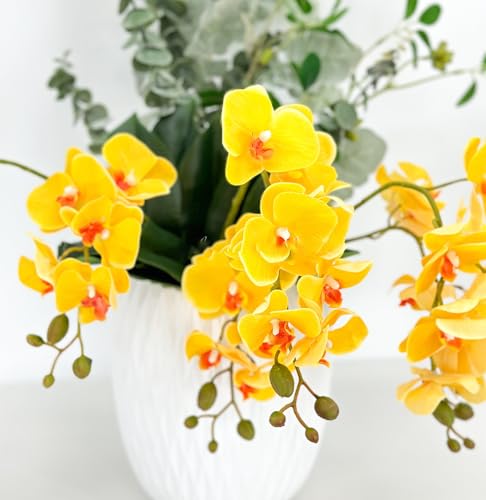 Product: 3PCS 18" Yellow Orchid Artificial Flowers,Spring Orchid Flowers for Wedding Table DIY Floral Arrangement Party Home Decor(NO VASE)