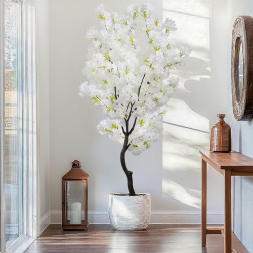 Artificial Cherry Blossom Tree White Flower Faux Tree Indoor Cherry Blossom Tree 6 FT Room Decor Gift - Artificial Flower Arrangements Product: Artificial Cherry Blossom Tree White Flower Faux Tree Indoor Cherry Blossom Tree 6 FT Room Decor Gift