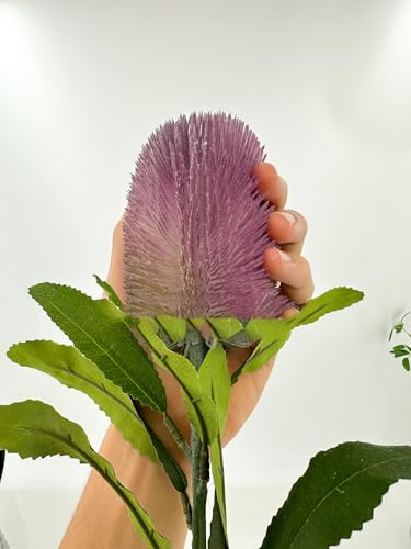 Product: 5 Stems Banksia Protea Stem,Purple Artificial Long Stem Flower for Table Centerpieces Wedding Party Home Decoration Indoor(NO VASE)