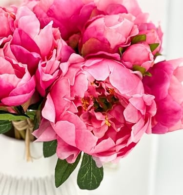 Product: 5 Stem Pink Flowers Tipped,Artificial Peony Bouquet for Indoor Vase Home Table Centerpieces Wedding(NO VASE) for Wedding/Home Decoration