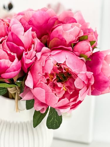 Product: 5 Stem Pink Flowers Tipped,Artificial Peony Bouquet for Indoor Vase Home Table Centerpieces Wedding(NO VASE) for Wedding/Home Decoration