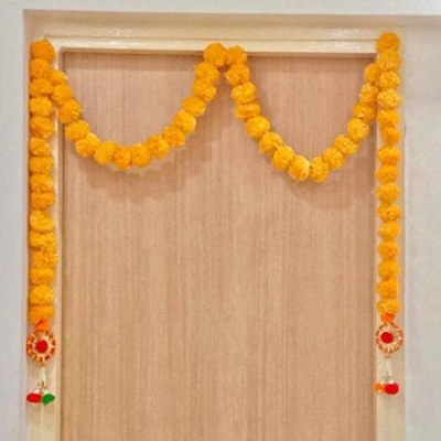 Product: Festival Decor Marigold Flower Mala Phool Mala Home Decor Pooja Festival Decorative Pack of 2