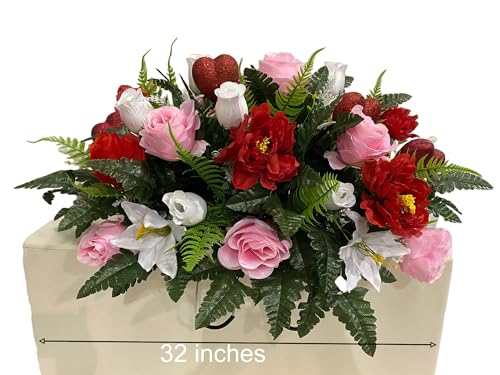 Product: Jucgghk Vivid and Realistic Floral Art Valentine Cemetery,Spring Cemetery Flowers,Flower for Cemetery,Grave Site Flower,Headstone Flower,Mother's Day Saddle for Grave