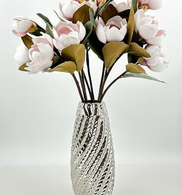 Silky Flower Store Artificial Magnolia Stem, Mauve 3 Head Flower, Wedding Home Decor, 30in 7 7 Product: 3PCS Mauve 3 Heads Magnolia Stem,30" Realistic Artificial Flower for Wedding Table DIY Floral Arrangement Party Home Decor(NO VASE) for Wedding/Home Decoration