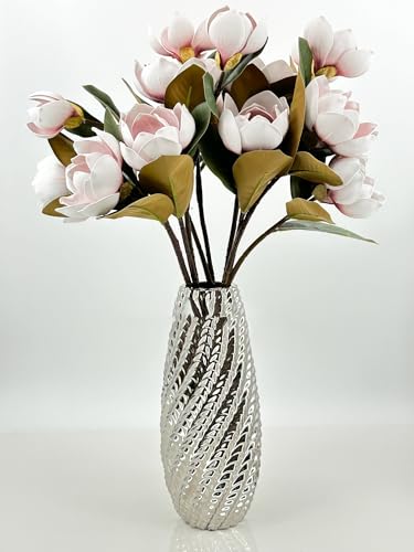 Silky Flower Store Artificial Magnolia Stem, Mauve 3 Head Flower, Wedding Home Decor, 30in 1 1 Product: 3PCS Mauve 3 Heads Magnolia Stem,30" Realistic Artificial Flower for Wedding Table DIY Floral Arrangement Party Home Decor(NO VASE) for Wedding/Home Decoration