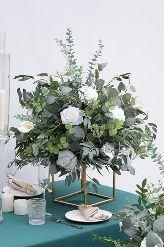 Silky Flower Store Artificial White Green Flower Ball Centerpieces, Wedding Reception Aisle Decor, 23.6in, 2pcs 5 5 Product: Angela flower 2pcs Big 23inch Artificial White & Green Centerpieces Decor for Tables, Floral Arrangement Bouquet for Wedding Reception Aisle Ceremony Party Flowers Balls (Without Stand)