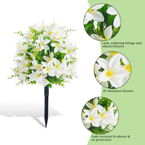Silky Flower Store Artificial Lily Topiary Ball Tree, White Floral Decor, Set of 2, 23 in 2 2 Product: MDJTT 23'' Set of 2 Artificial Lily Topiary Ball Tree with 87 Flowers, Lifelike Fake Bushes Tree with Ground Spikes for Outdoor, Faux Evergreen Shrubs for Home Porch Garden Patio Decor (2, White)