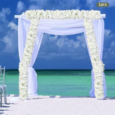 Product: KHROOLT 1 Meter Artificial Flower Garland, White Rose Hydrangea Dahlia Silk Fake Flowers for Wedding Arch Aisle Decoration, Home Party Decor