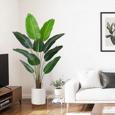 Product: litphke Artificial Tree Bird of Paradise Artificial Plant, 5 Ft Faux Tropical Plant Palm Tree with Leaves Trunks Faux Banana Leaf Tree for Home Decor Living Room Indoor Outdoor Office