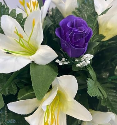 Product: Taozhiyuan Welcome Logo Flowers Bright Easter Saddle Flowers, Artificial Gravestone Saddle Flowers, Suitable for Mother's Day, Easter Decoration Graves