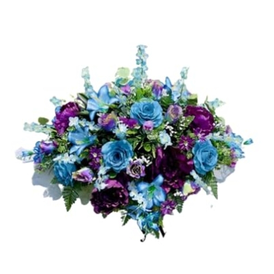 Product: Jucgghk Vivid and Realistic Floral Art Elegant Artificial Cemetery Saddle, Cemetery Arrangement Flowers,Headstone Artificial Flowers for Outdoors