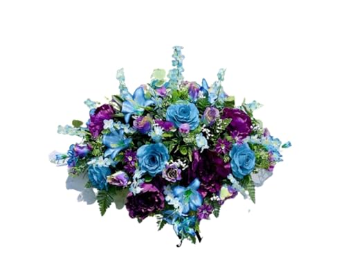 Product: Jucgghk Vivid and Realistic Floral Art Elegant Artificial Cemetery Saddle, Cemetery Arrangement Flowers,Headstone Artificial Flowers for Outdoors