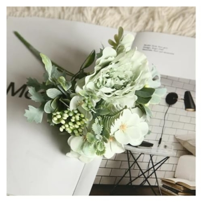 Product: fake flowers in vase Simulation Flowers Camellia Peonies Wedding Flowers DIY Bouquet Pink Begonia Home Garden Party Decoration Artificial Flowers for Vase(Green)