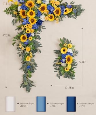 Silky Flower Store Artificial Wedding Arch Flowers Kit, Hanging Silk Floral Backdrop, Ceremony Decor, Pack of 5, 32.5cm 15 15 Product: TINGE TIME Artificial Arch Flowers Kit Pack of 5, Wedding Decorations for Reception with Hanging Flowers, Wedding Arch Silk Floral Arrangements Ceremony Backdrop Bridal Shower Outdoor Party Decor