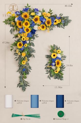 Silky Flower Store Artificial Wedding Arch Flowers Kit, Hanging Silk Floral Backdrop, Ceremony Decor, Pack of 5, 32.5cm 6 6 Product: TINGE TIME Artificial Arch Flowers Kit Pack of 5, Wedding Decorations for Reception with Hanging Flowers, Wedding Arch Silk Floral Arrangements Ceremony Backdrop Bridal Shower Outdoor Party Decor