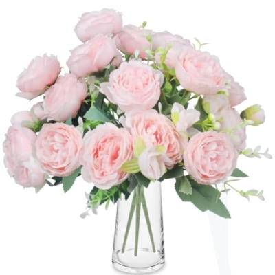 Product: ZGTS 3 Bunches Peony Artificial Flowers Silk Peonies Bouquets Pink Flowers for table Centerpieces Floral Arrangement Faux Flowers for Home Kitchen Garden Party Wedding Decoration