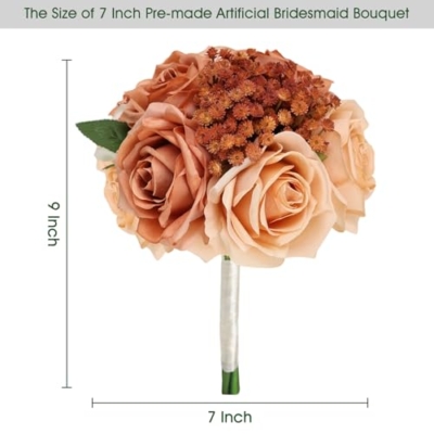 Silky Flower Store Artificial Wedding Bridesmaid Bouquets, Fall Flower Table Centerpieces, Coordinated Faux Floral Décor, 12 Piece Set 30cm 11 11 Product: DIYDOFUN Set of 6 Wedding Bridesmaid Bouquets & 6pcs Artificial Fall Flower Table Centerpieces